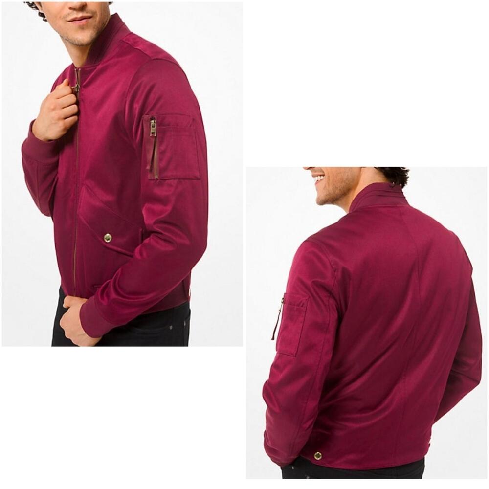 Michael Kors Sateen Bomber Jacket Chianti Men's Size XL NWT